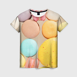 Женская футболка Разноцветные пирожные Макарон