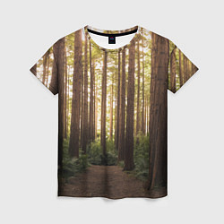 Женская футболка Дневной лес, деревья и свет
