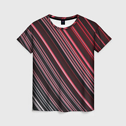 Женская футболка Абстрактные неоновые линии и полосы