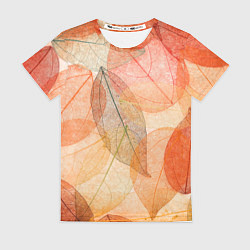Футболка женская Осенние прозрачные листья, цвет: 3D-принт