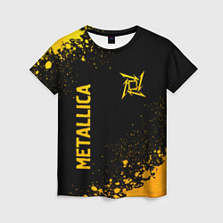 Футболка женская Metallica - gold gradient: надпись, символ, цвет: 3D-принт