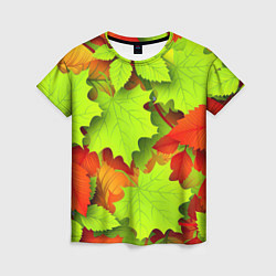Футболка женская Зелёные осенние листья, цвет: 3D-принт