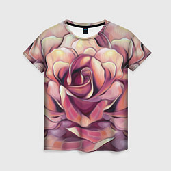 Женская футболка Крупная роза маслом