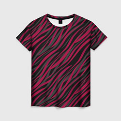 Женская футболка Модный полосатый красно- черный узор Зебра