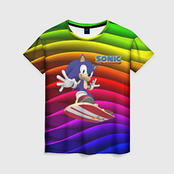 Женская футболка Sonic - hedgehog - skateboarding - bands