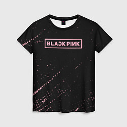 Женская футболка Black pink розовые брызги