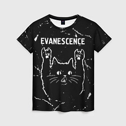 Женская футболка Группа Evanescence и рок кот