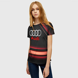 Футболка женская Audi абстракция карбон, цвет: 3D-принт — фото 2