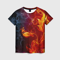 Женская футболка Огненный цветок с дымом