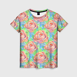 Женская футболка Алые розы акварель