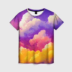Женская футболка Акварельный закат в облаках