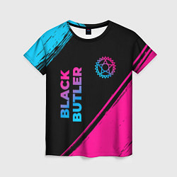 Женская футболка Black Butler - neon gradient: надпись, символ