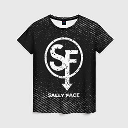 Женская футболка Sally Face с потертостями на темном фоне