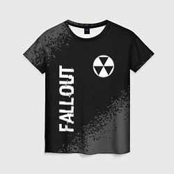 Женская футболка Fallout glitch на темном фоне: надпись, символ