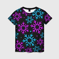 Женская футболка Неоновые снежинки