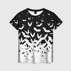 Женская футболка Black and white bat pattern