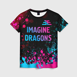 Женская футболка Imagine Dragons - neon gradient: символ сверху