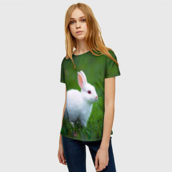 Футболка женская Кролик на фоне травы, цвет: 3D-принт — фото 2