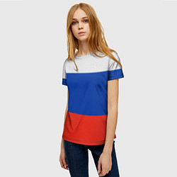 Футболка женская Триколор - флаг России плетёный, цвет: 3D-принт — фото 2