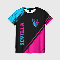 Женская футболка Sevilla - neon gradient: надпись, символ