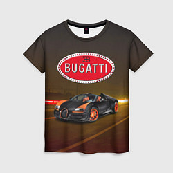 Женская футболка Bugatti на ночной дороге