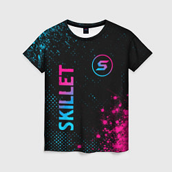 Женская футболка Skillet - neon gradient: надпись, символ