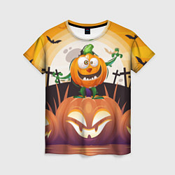 Женская футболка Веселая тыква хэллоуин