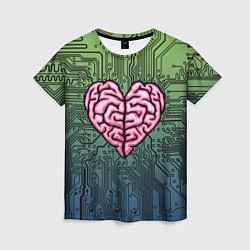 Женская футболка Heart brain chip
