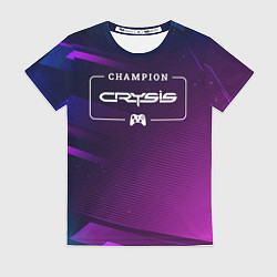 Футболка женская Crysis gaming champion: рамка с лого и джойстиком, цвет: 3D-принт