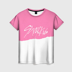 Женская футболка Stray Kids pink and white