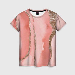 Женская футболка Розовое золото акварель