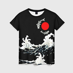 Женская футболка Волны и рыбки