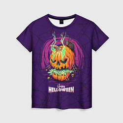 Женская футболка Злобная тыква Хэллоуин