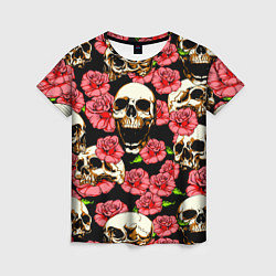 Женская футболка Черепа и розы