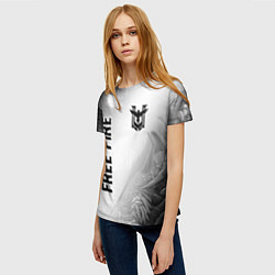 Футболка женская Free Fire glitch на светлом фоне: надпись, символ, цвет: 3D-принт — фото 2