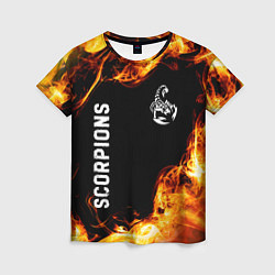 Женская футболка Scorpions и пылающий огонь