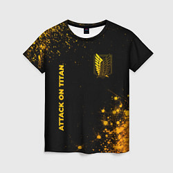 Женская футболка Attack on Titan - gold gradient: надпись, символ