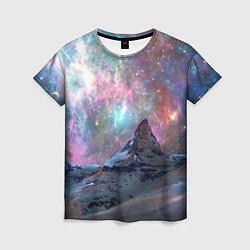 Женская футболка Снежная вершина и бесконечное космическое простран