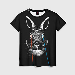 Женская футболка Черный кролик стреляет лазерами из глаз