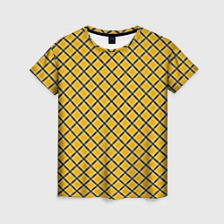 Женская футболка Черно-желтый клетчатый узор
