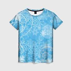 Женская футболка Морозный узор на голубом стекле