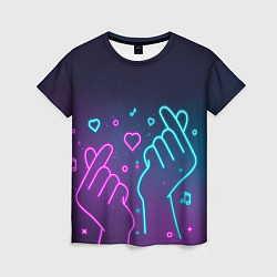 Женская футболка Корейский символ любви - Неон