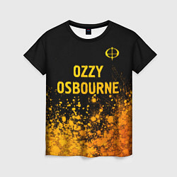 Футболка женская Ozzy Osbourne - gold gradient: символ сверху, цвет: 3D-принт