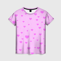 Футболка женская Сердечки розовые абстракция, цвет: 3D-принт