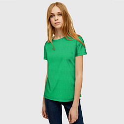 Футболка женская Зеленый вязаный свитер, цвет: 3D-принт — фото 2