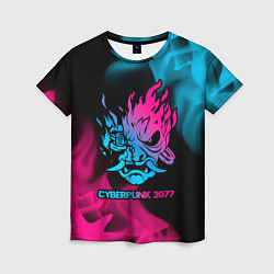 Женская футболка Cyberpunk 2077 - neon gradient