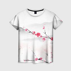 Женская футболка Японский пейзаж, начало весны