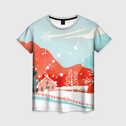 Женская футболка Зимние новогодние горы