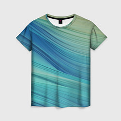 Женская футболка Абстрактные синезелёные волны