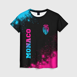 Женская футболка Monaco - neon gradient: надпись, символ